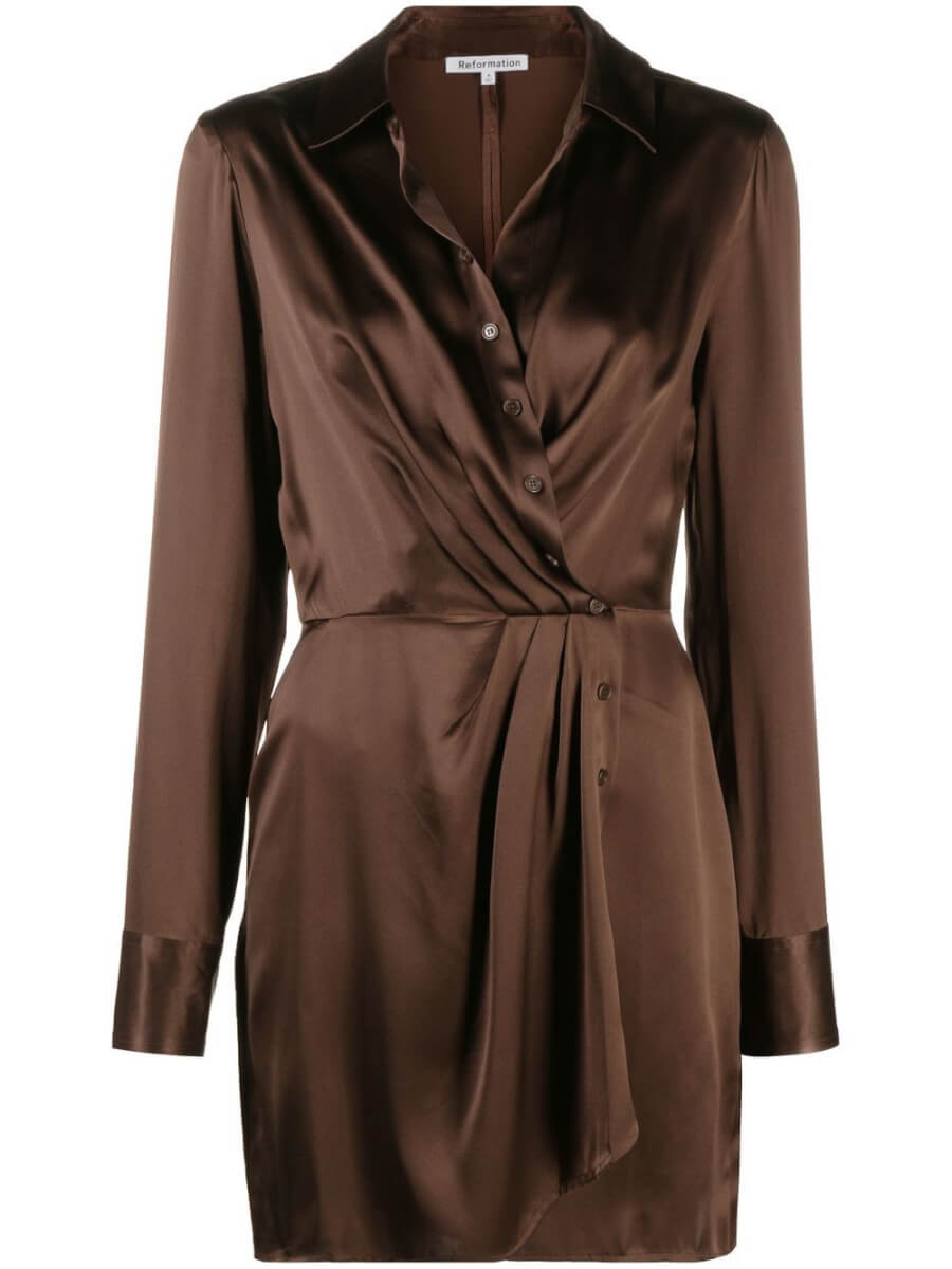 Reformation Alaine long-sleeve dress - Brown