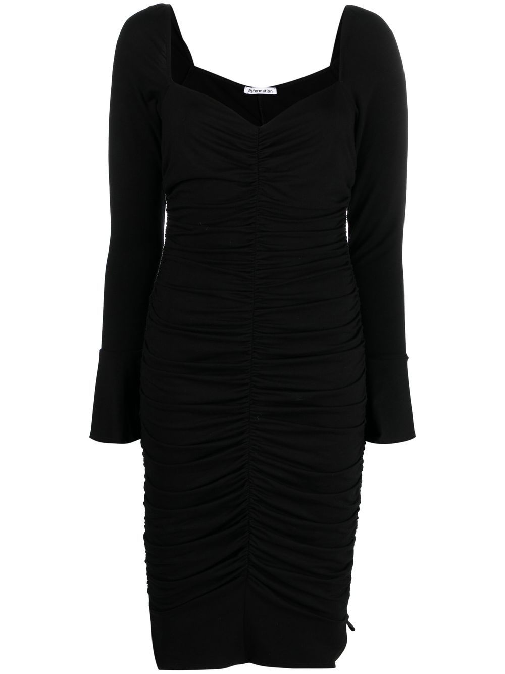 Reformation Barrie ruched midi dress - Black