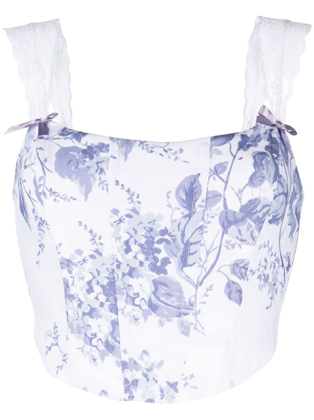 Reformation Brigitta floral-print linen corset top - Blue