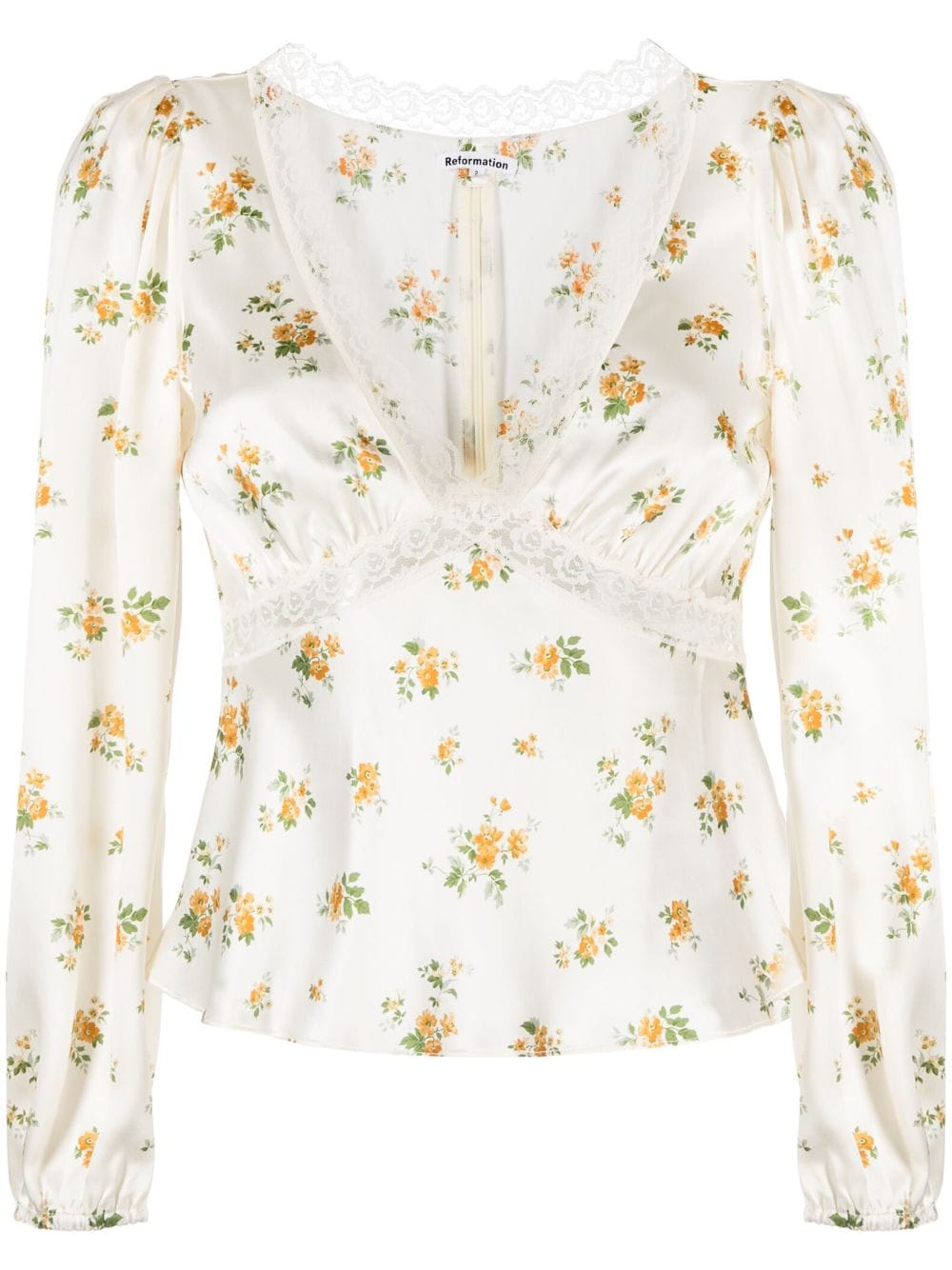 Reformation Caitlin long-sleeve silk top - White