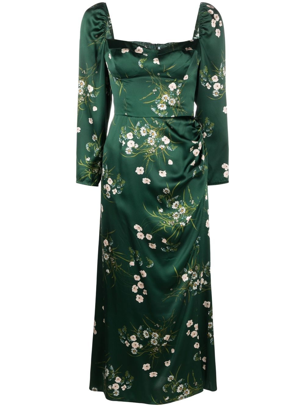 Reformation Gloriana floral-print silk dress - Green