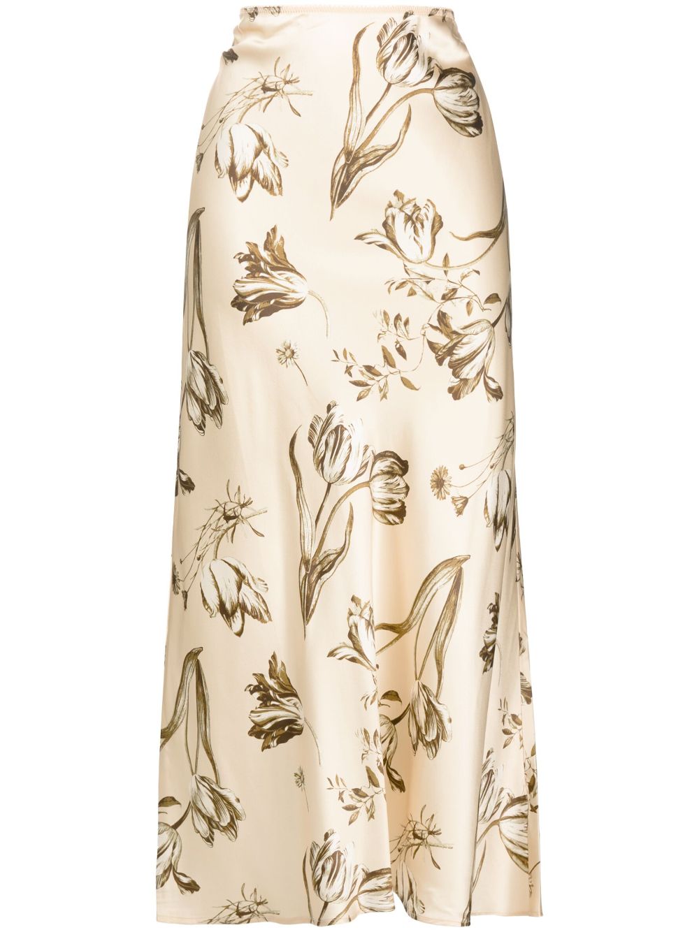 Reformation floral-print silk midi skirt - Neutrals