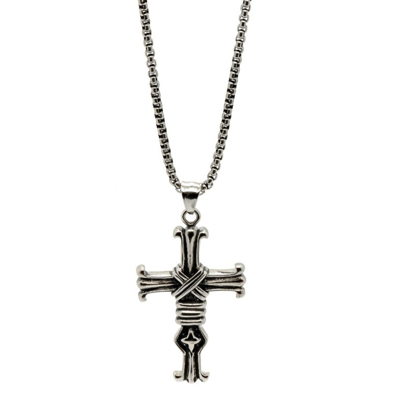 Silver Men's Cross Necklace Ebru Jewelry
