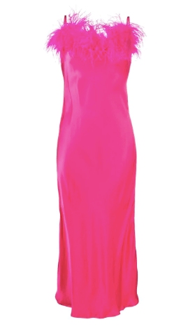 Sleeper | Pink Feather Trim Sleeveless Dress | £141