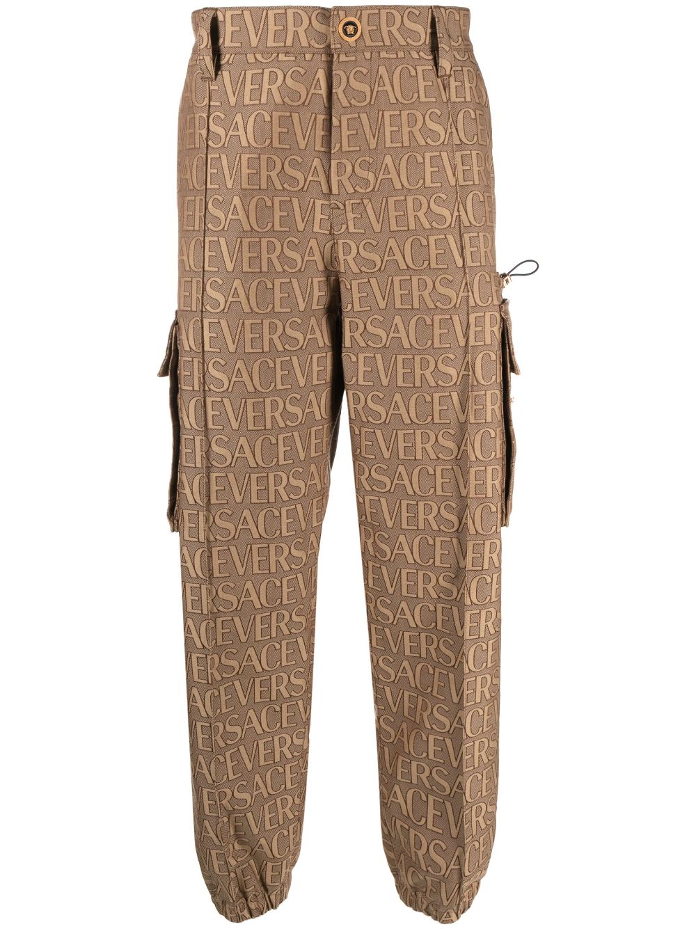 Versace Allover logo-print cargo trousers - Brown