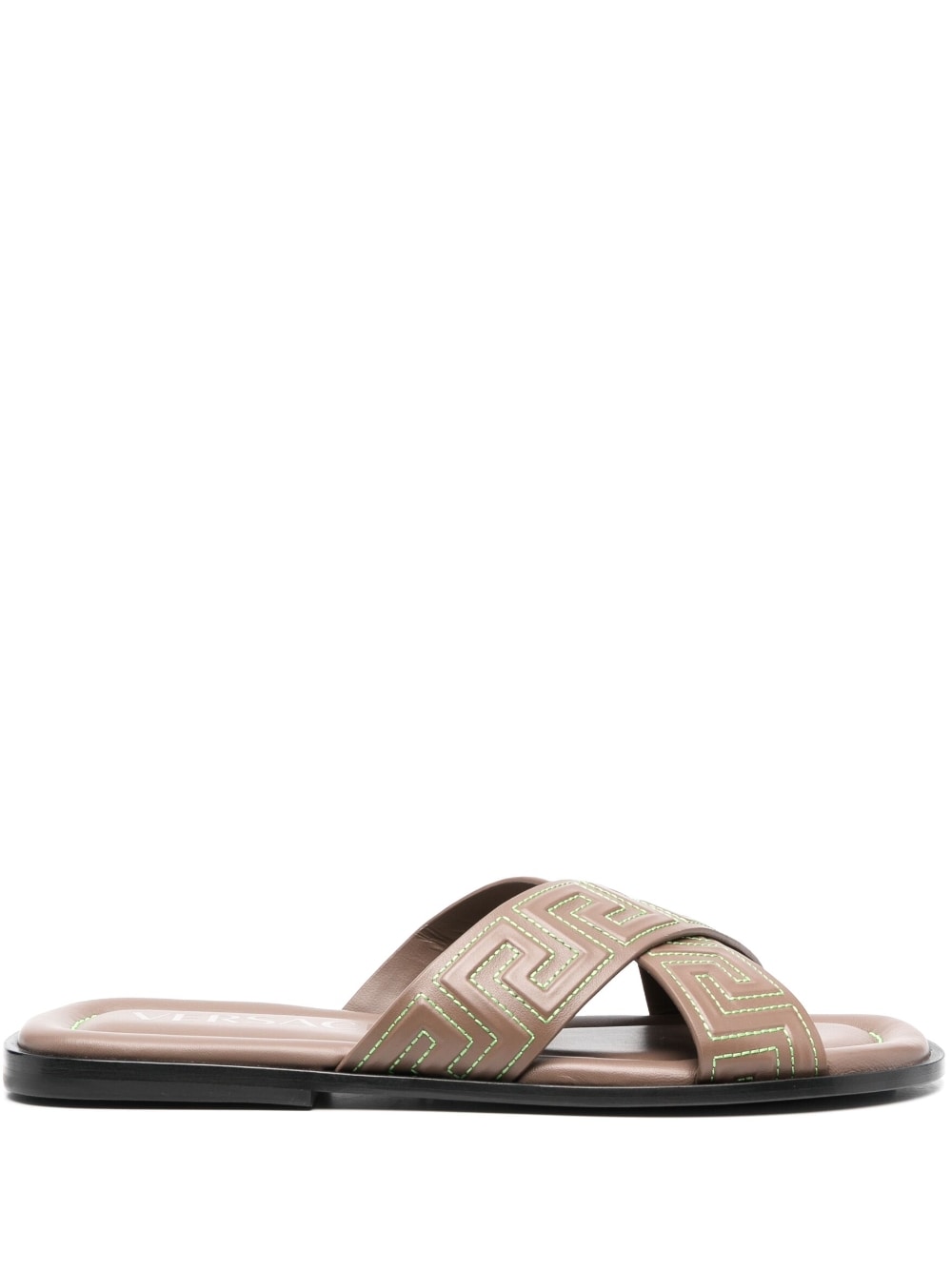 Versace Greca-pattern open-toe slides - Brown
