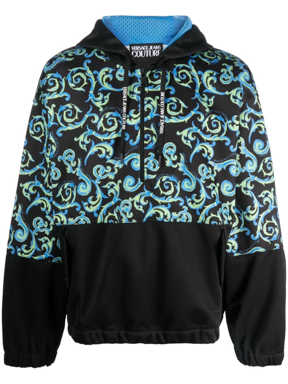 Versace Jeans Couture baroque-pattern hooded jacket - Black