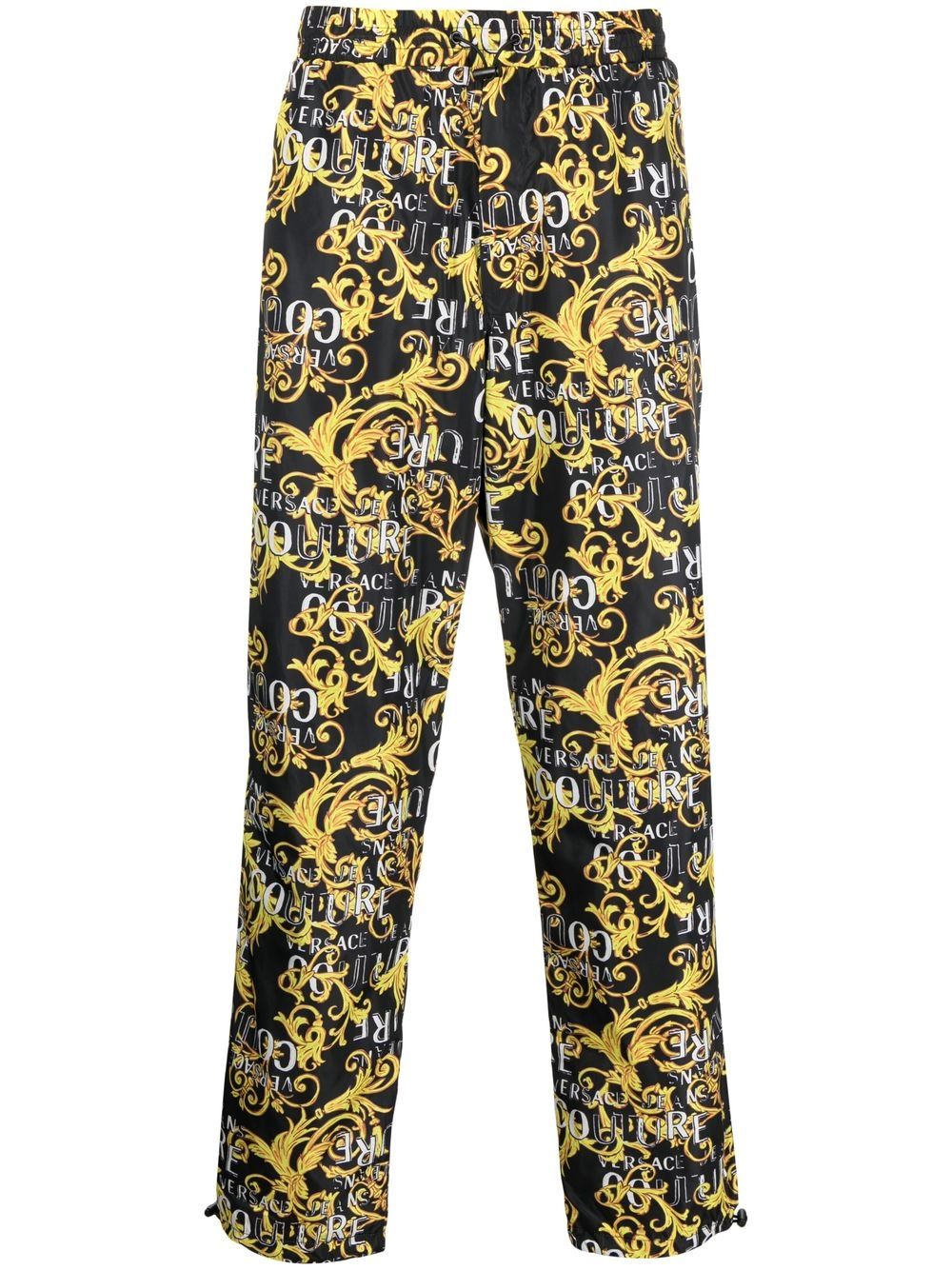 Versace Jeans Couture logo baroque print trousers - Yellow