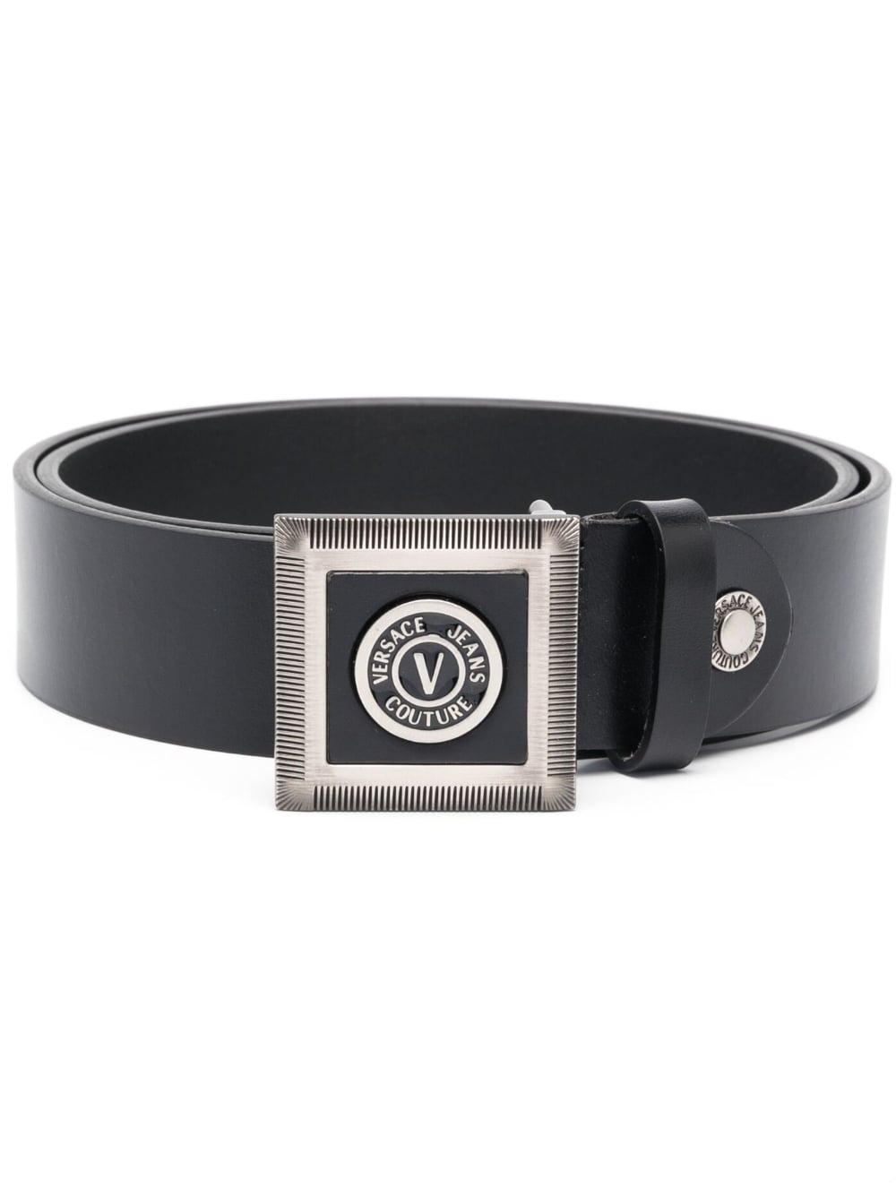 Versace Jeans Couture logo-plaque leather belt - Black