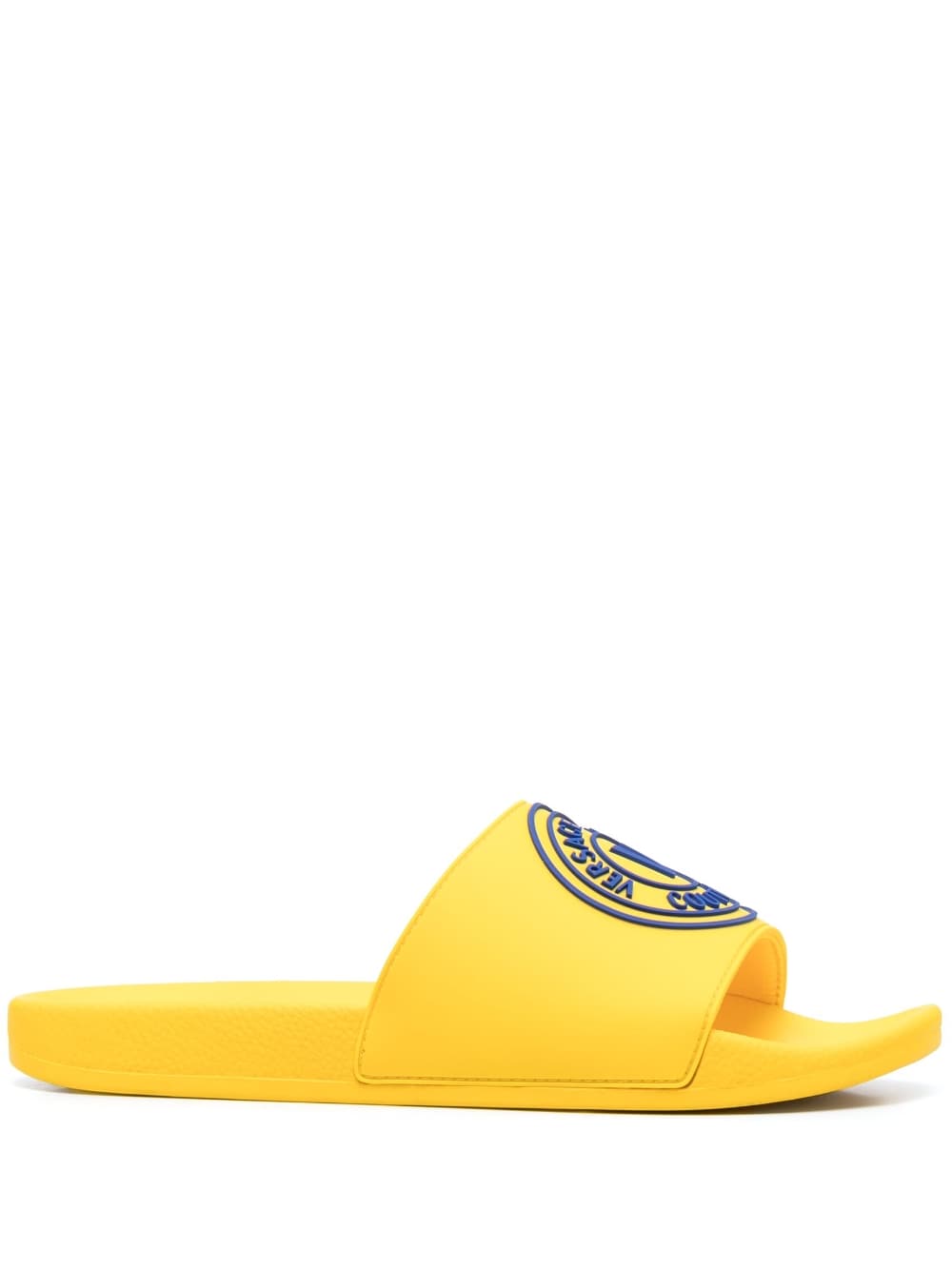 Versace Jeans Couture logo-print flat slides - Yellow