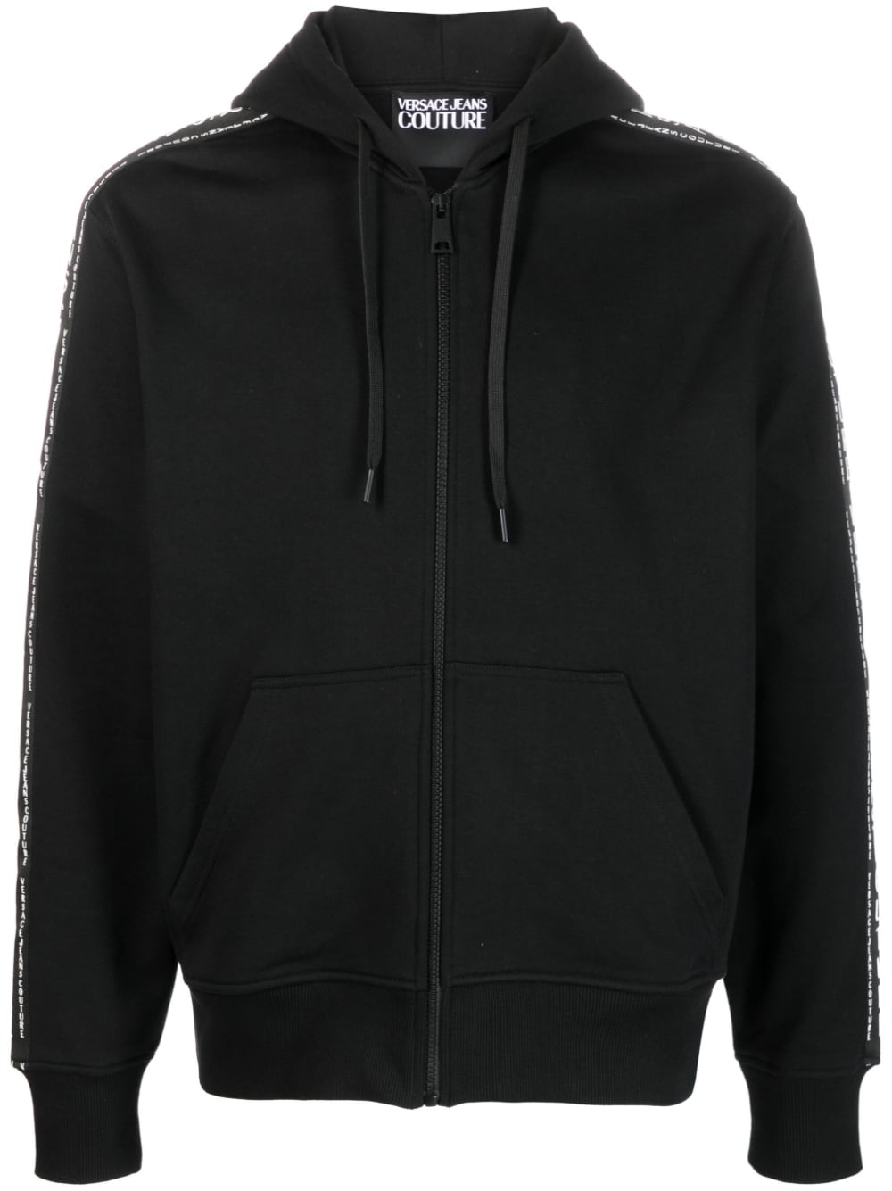 Versace Jeans Couture zip-up logo print hoodie - Black