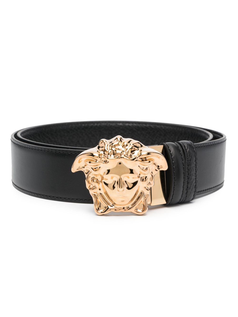 Versace Medusa Head leather buckle belt - Black