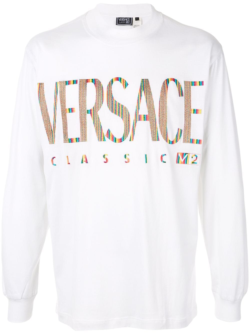 Versace Pre-Owned logo print longsleeved T-shirt - White
