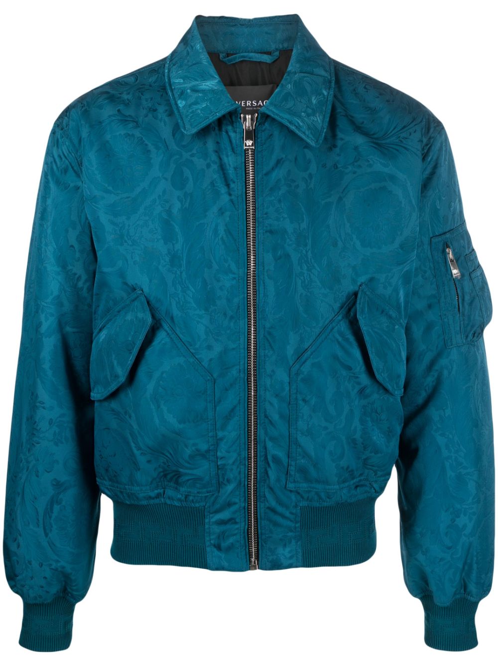 Versace baroque-pattern bomber jacket - Blue