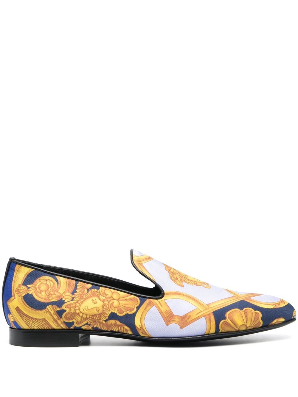 Versace baroque-print leather loafers - Purple