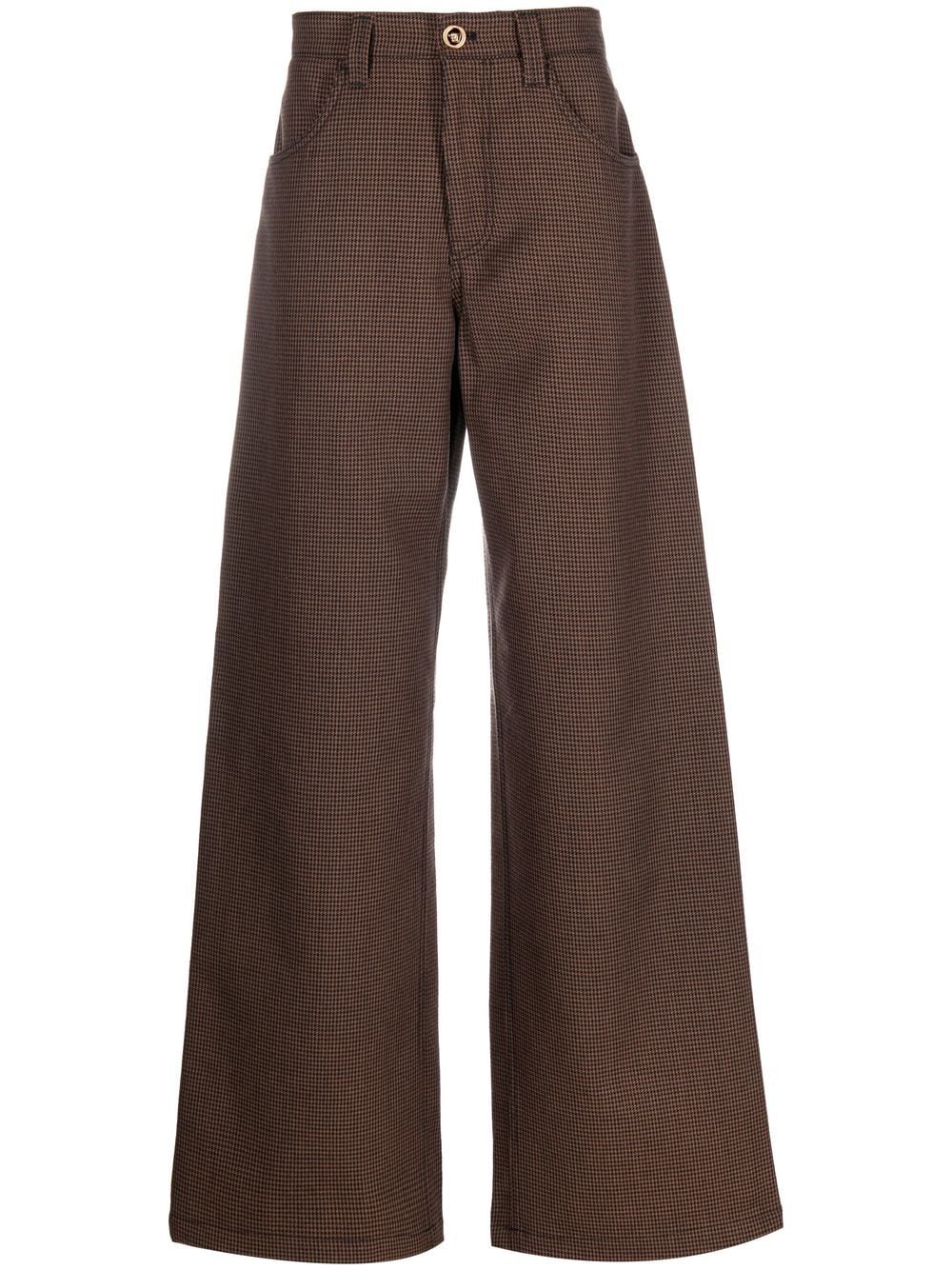 Versace embossed-logo straight trousers - Brown