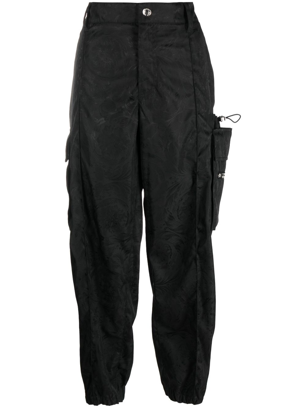 Versace floral-mesh straight-leg trousers - Black