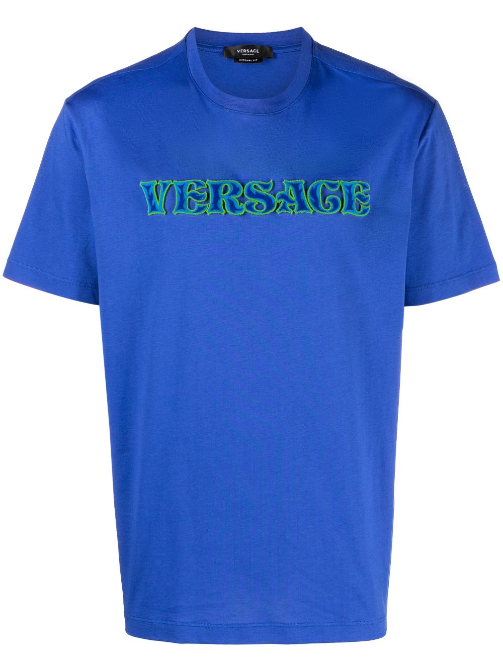 Versace logo-appliqué cotton T-shirt - Blue