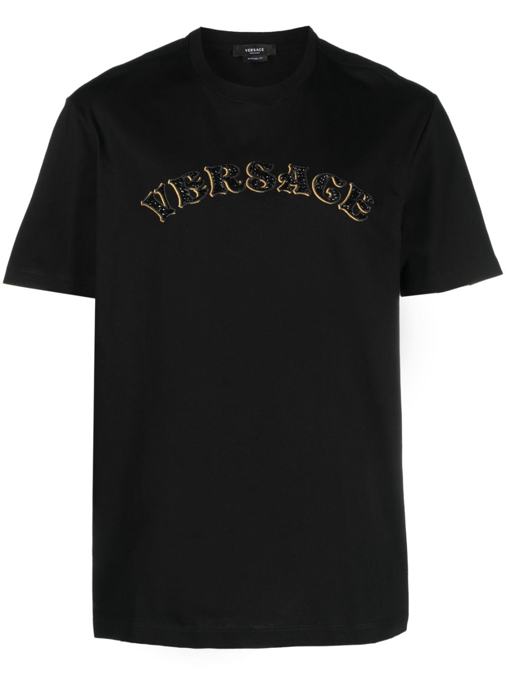 Versace logo-embroidered cotton T-shirt - Black