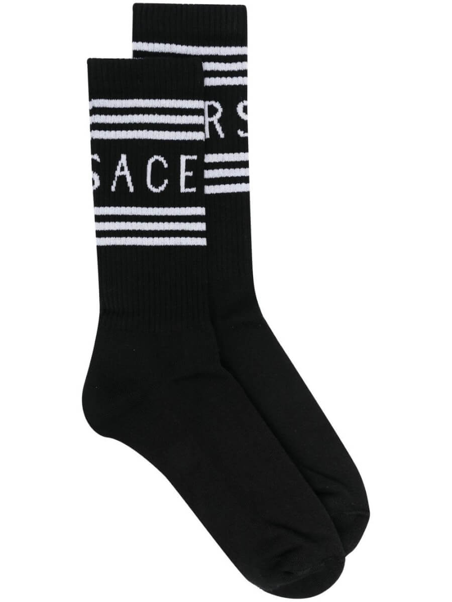 Versace logo embroidered socks - Black