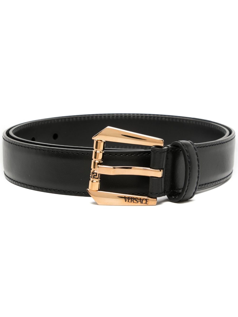 Versace logo-engraved leather belt - Black
