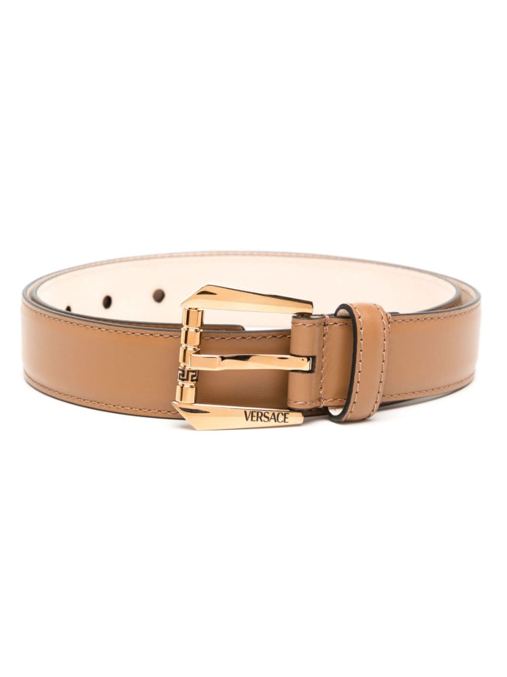 Versace logo-engraved leather belt - Brown