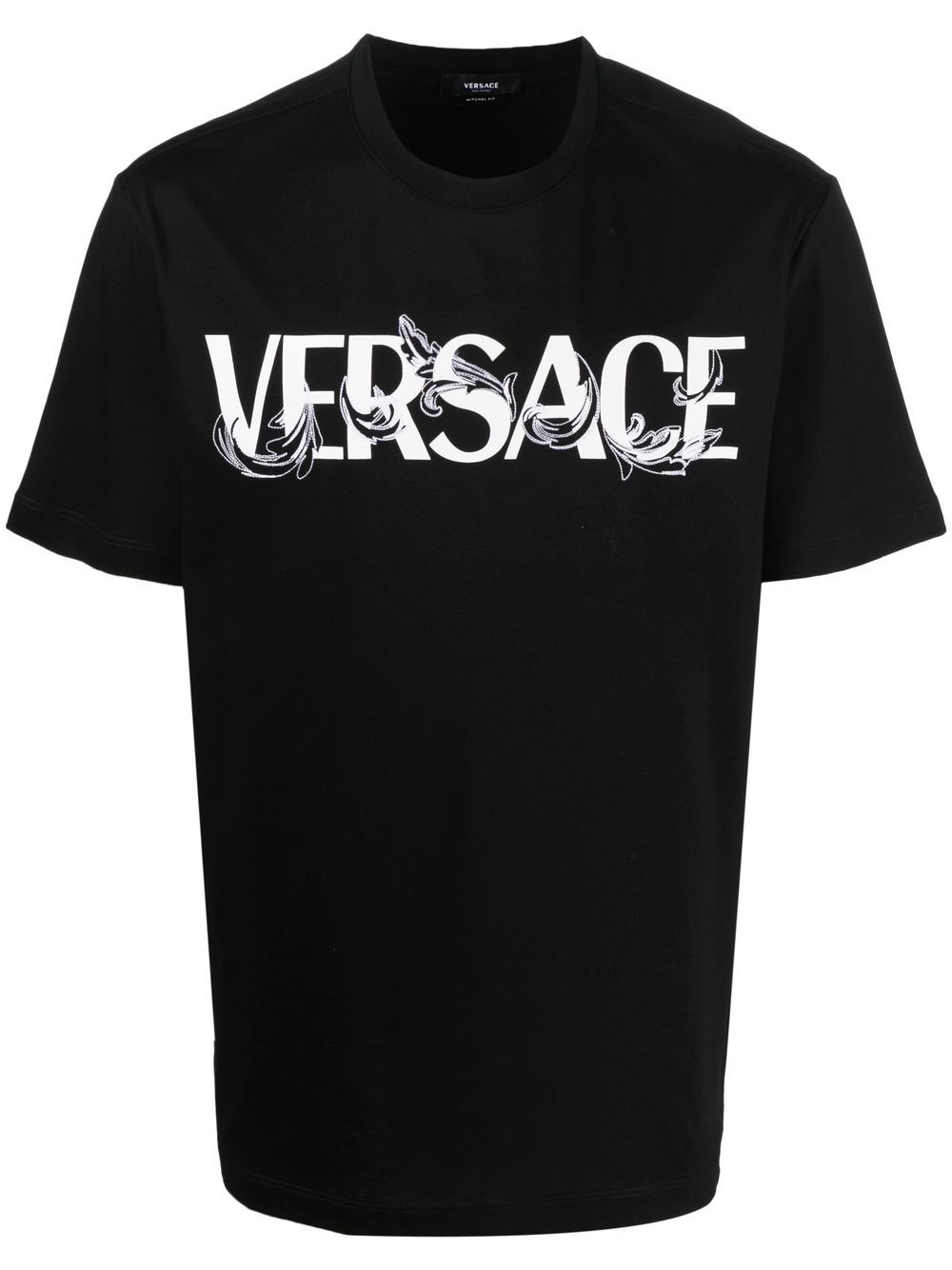 Versace logo-print detail T-shirt - Black