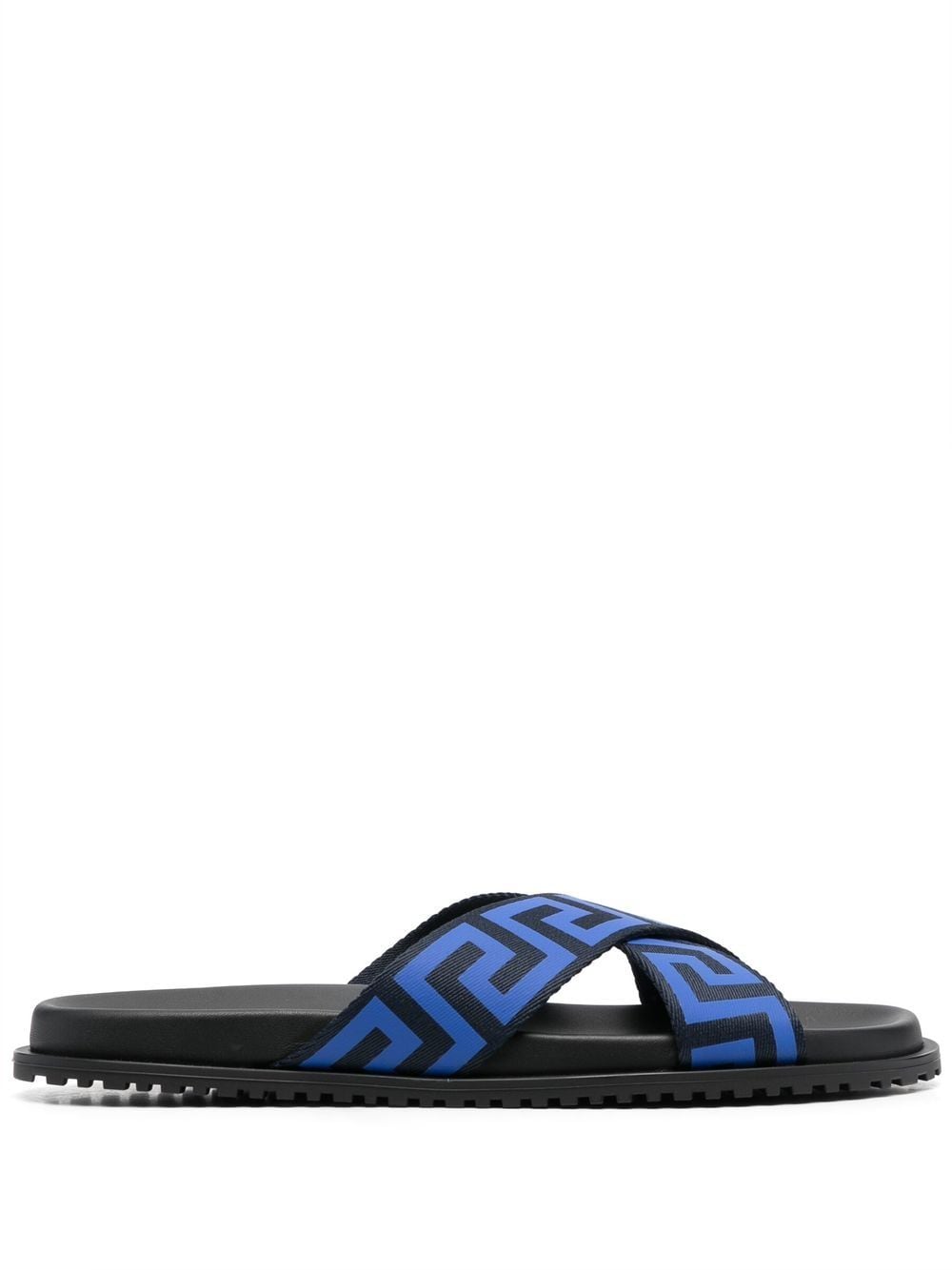 Versace logo-print open-toe slides - Blue