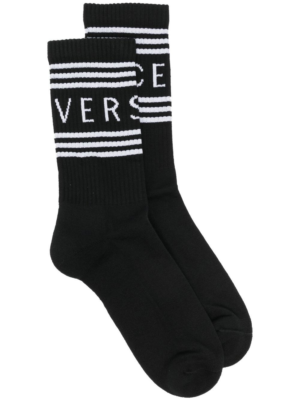 Versace logo-print ribbed socks - Black