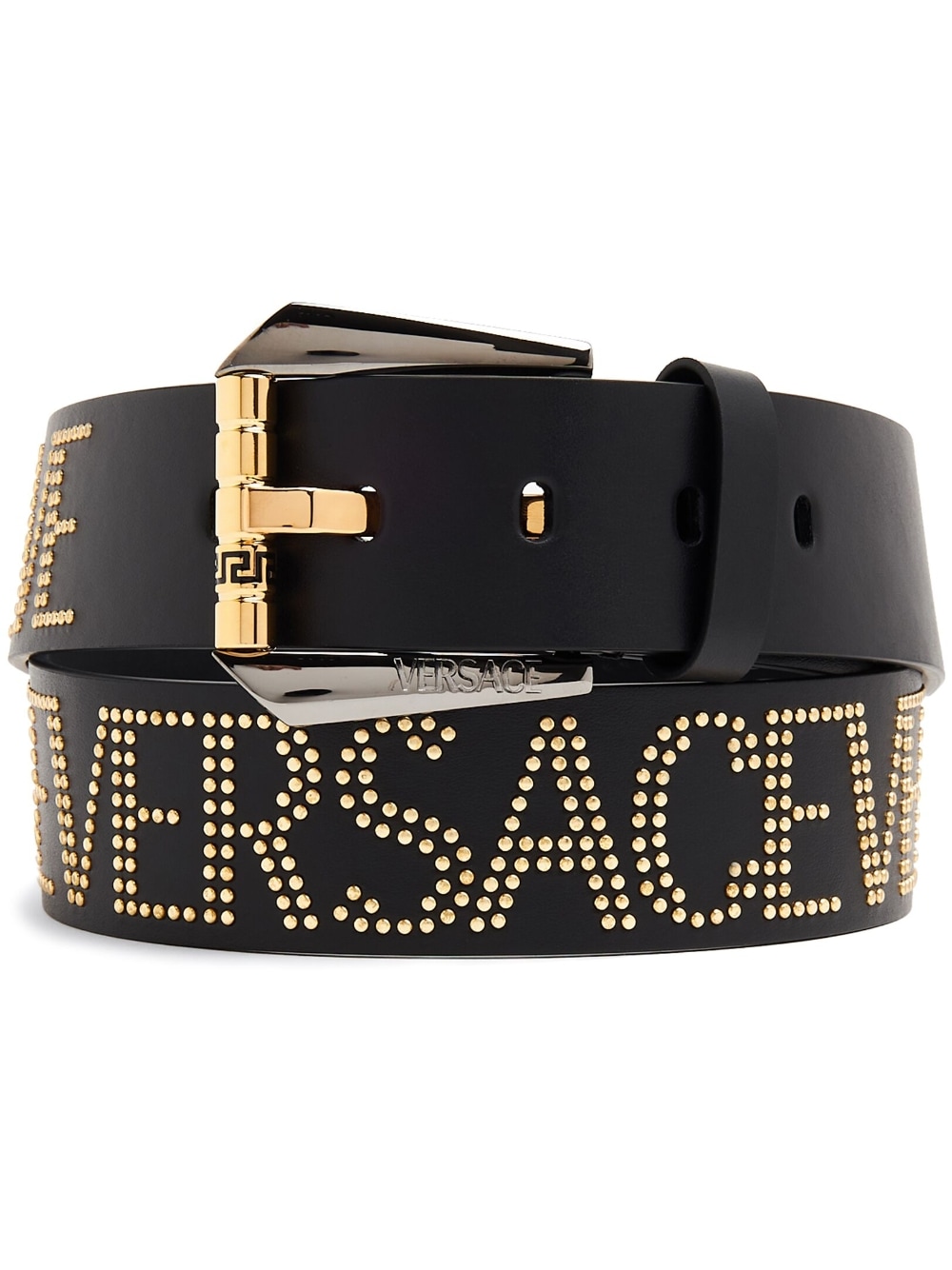 Versace logo-studded Greca belt - Black