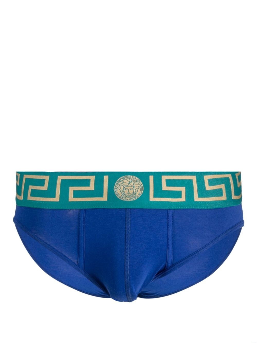 Versace logo-waist cotton briefs - Blue