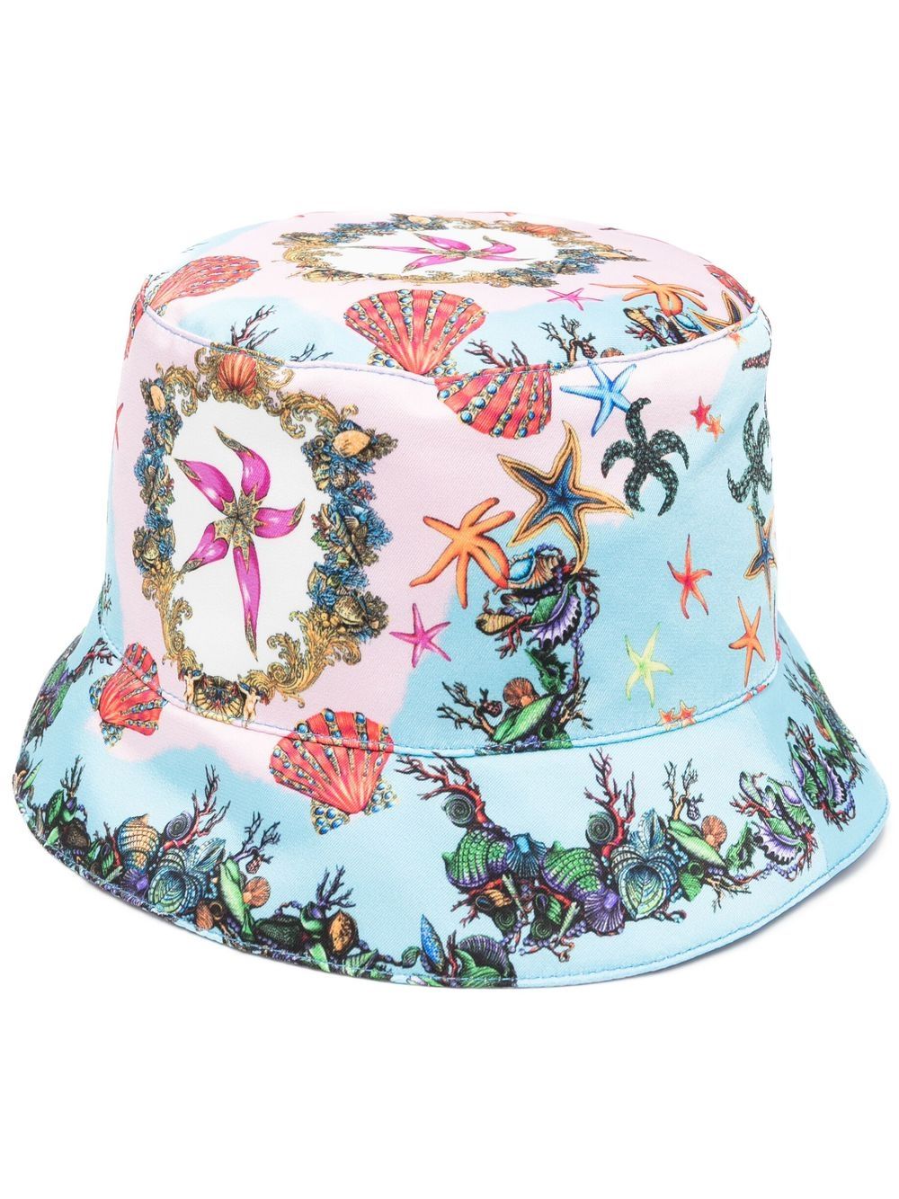 Versace sea-print reversible bucket hat - Blue