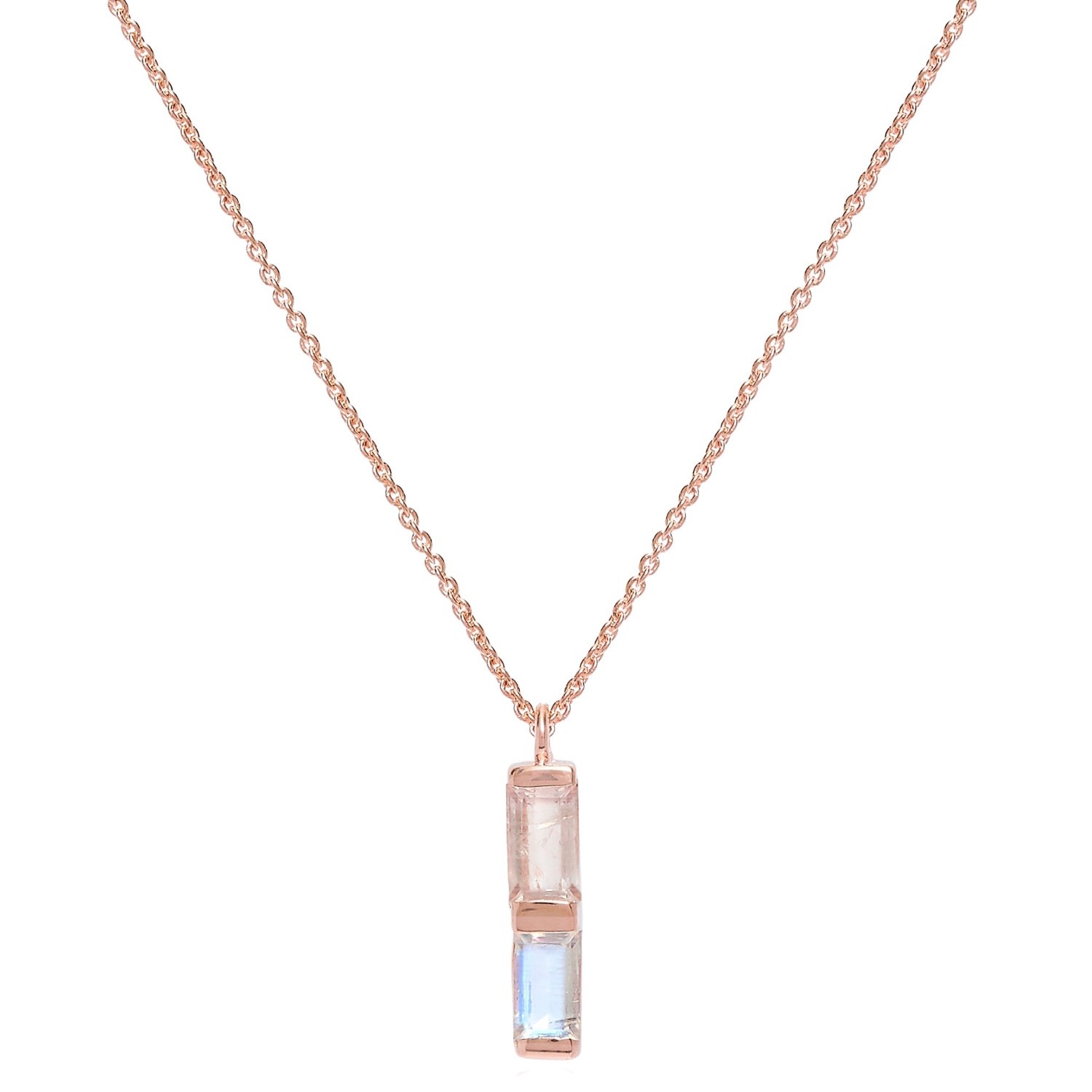 Women's Anais Rose Gold Necklace With Moonstone And Rose Quartz Neola