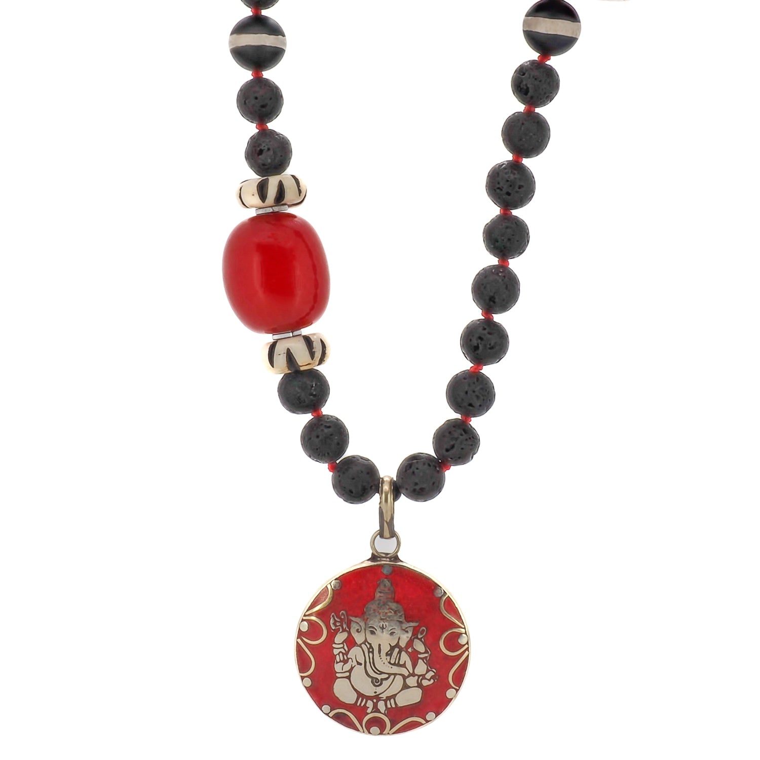 Women's Black / Red Black Ganesha Yoga Necklace Ebru Jewelry