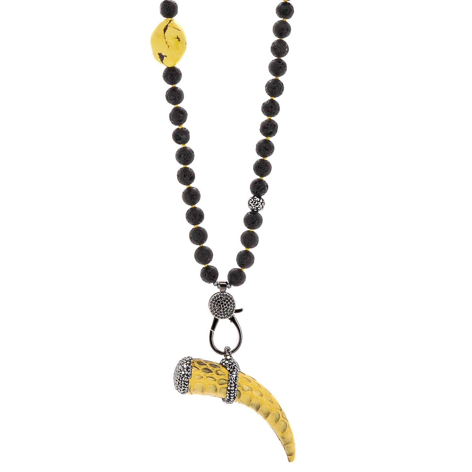 Women's Black / Yellow / Orange Spirit Cornicello Unique Necklace Ebru Jewelry