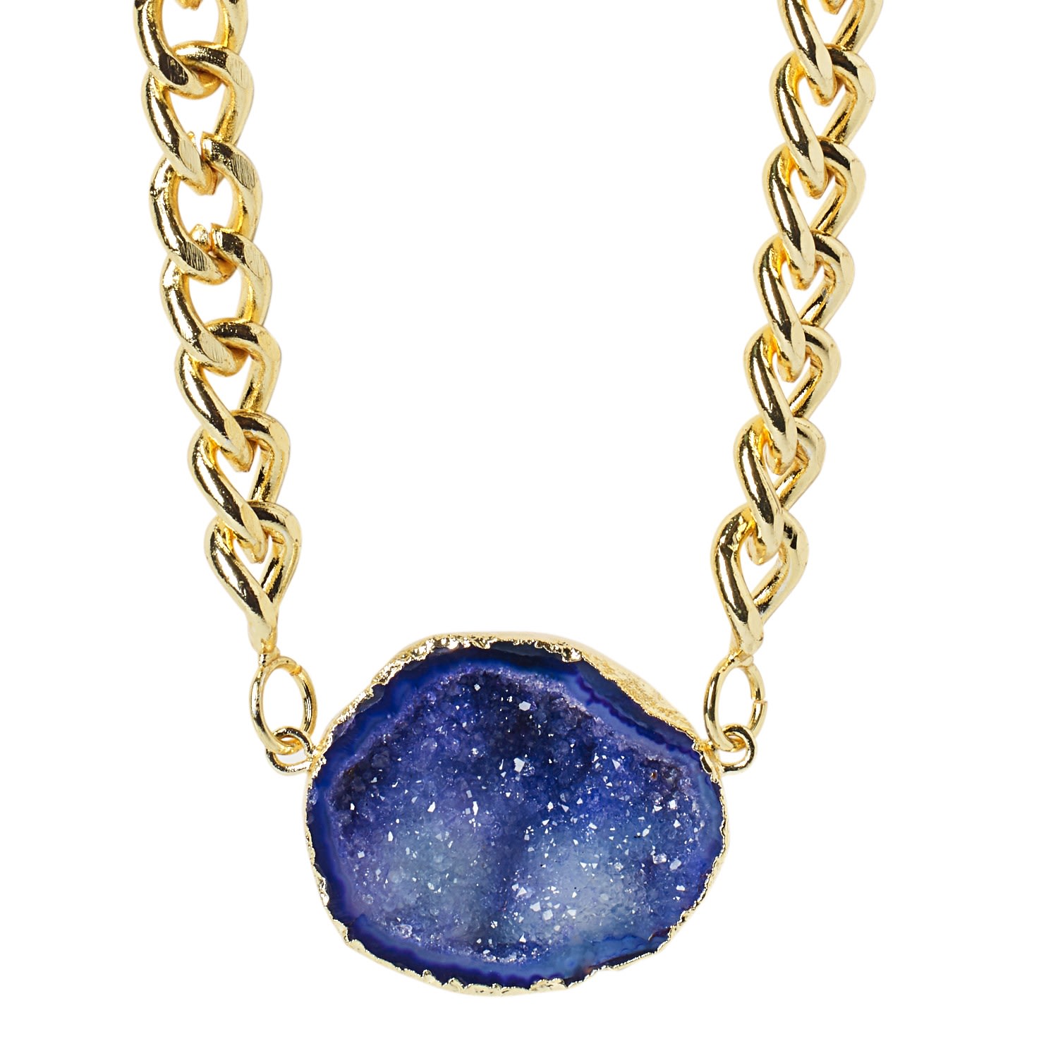 Women's Blue / Gold Mega Ink Gemstone Chunky Gold Necklace YAA YAA LONDON