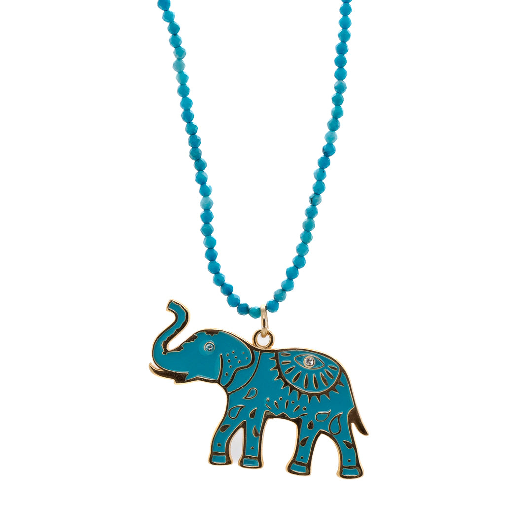 Women's Blue Mystic Turquoise Elephant Necklace Ebru Jewelry