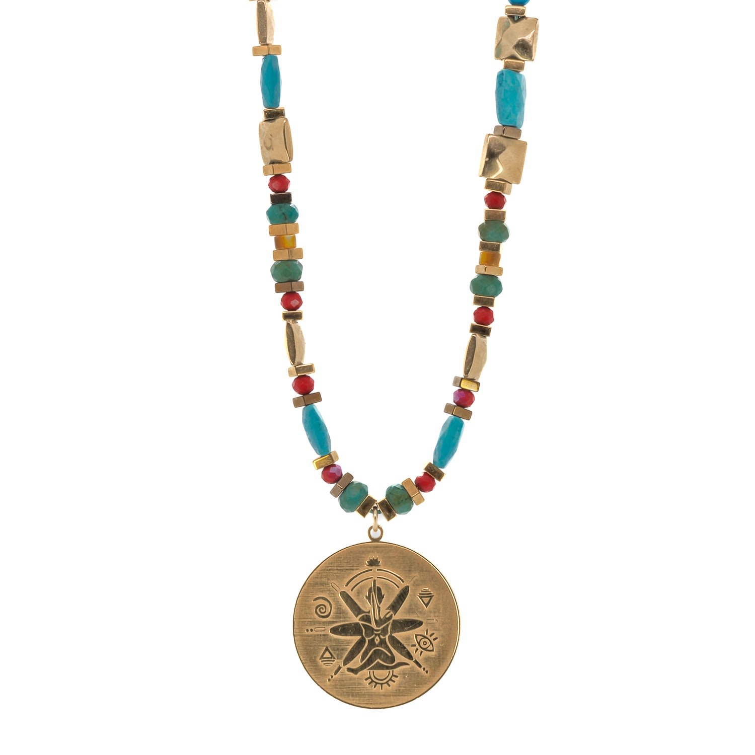 Women's Blue / Red / Gold See The Good Unique Necklace Ebru Jewelry