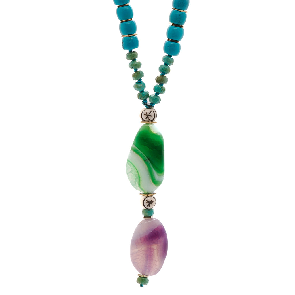 Women's Blue / White / Pink Turquoise Beaded Necklace Ebru Jewelry