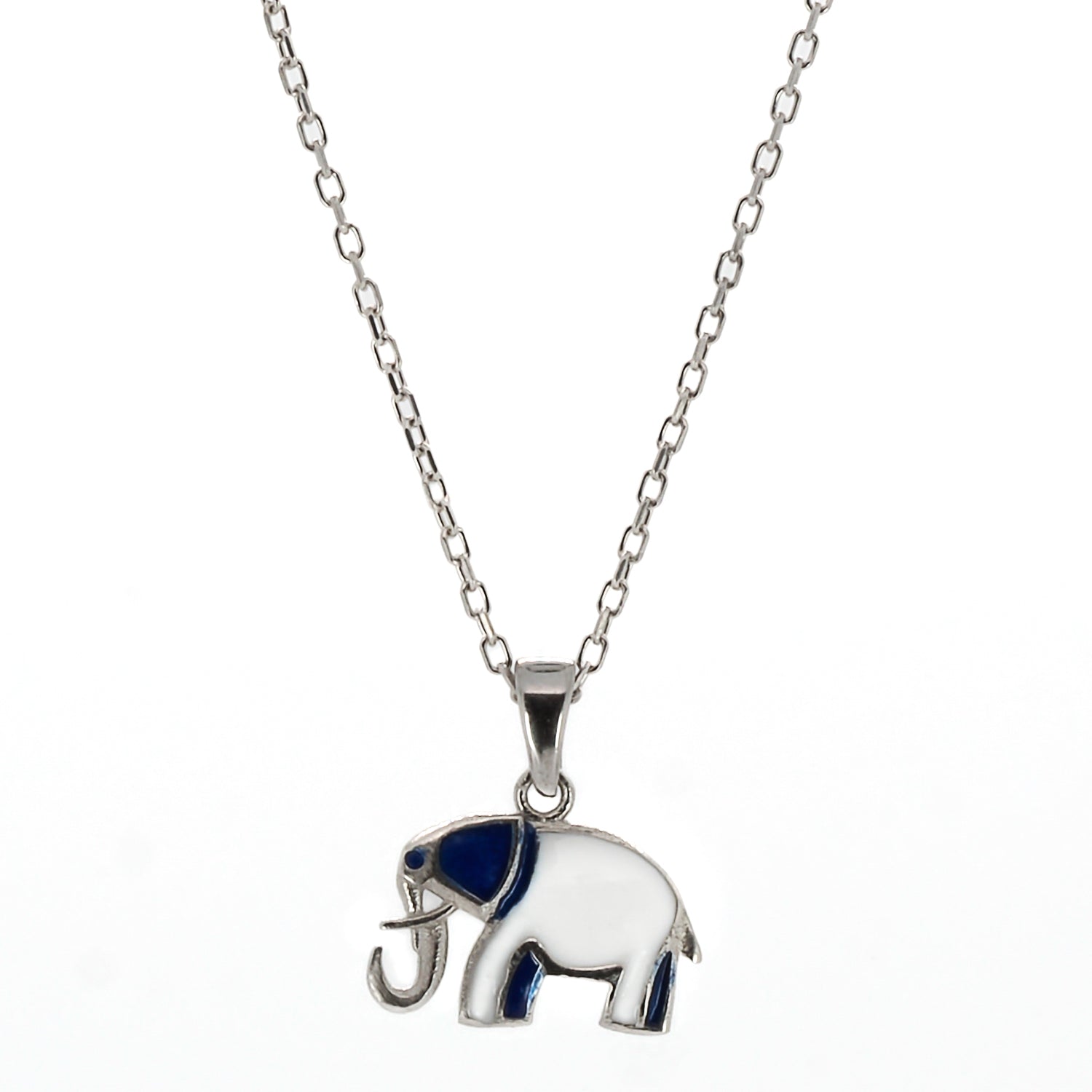 Women's Blue / White / Silver Sterling Silver Blue Elephant Necklace Ebru Jewelry