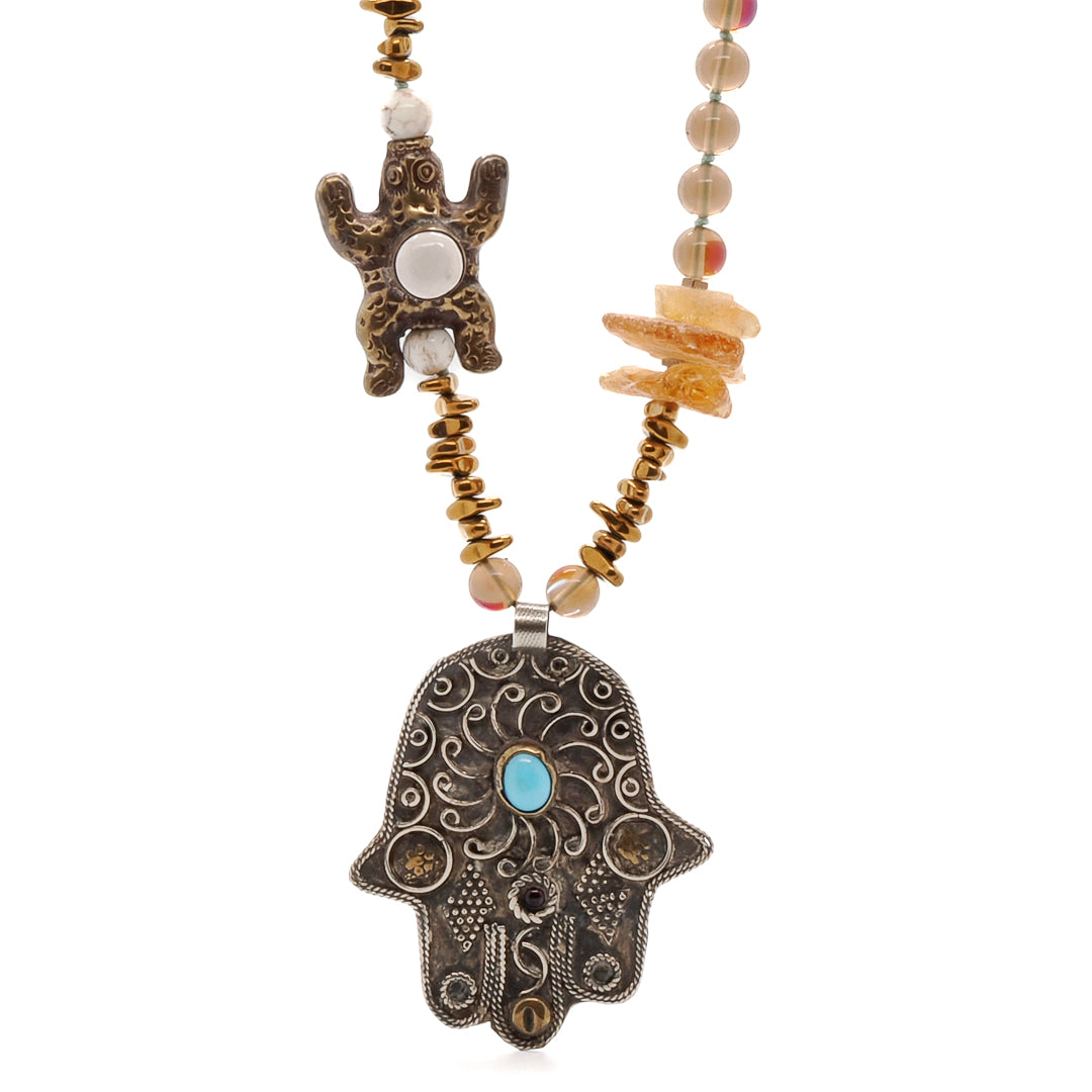 Women's Brown / Gold / White Turtle Necklace Ebru Jewelry