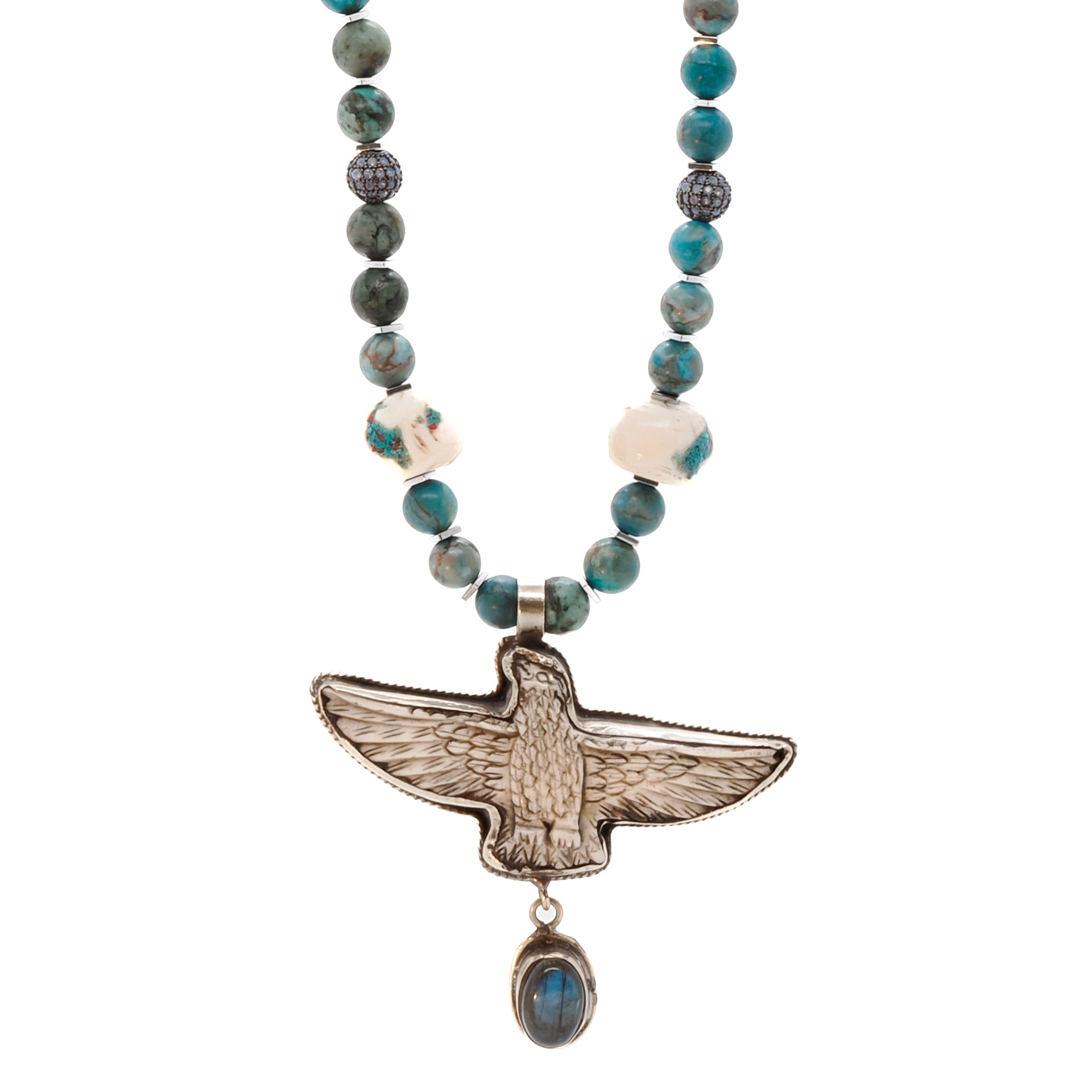 Women's Brown / Green / White Freedom Eagle Necklace Ebru Jewelry