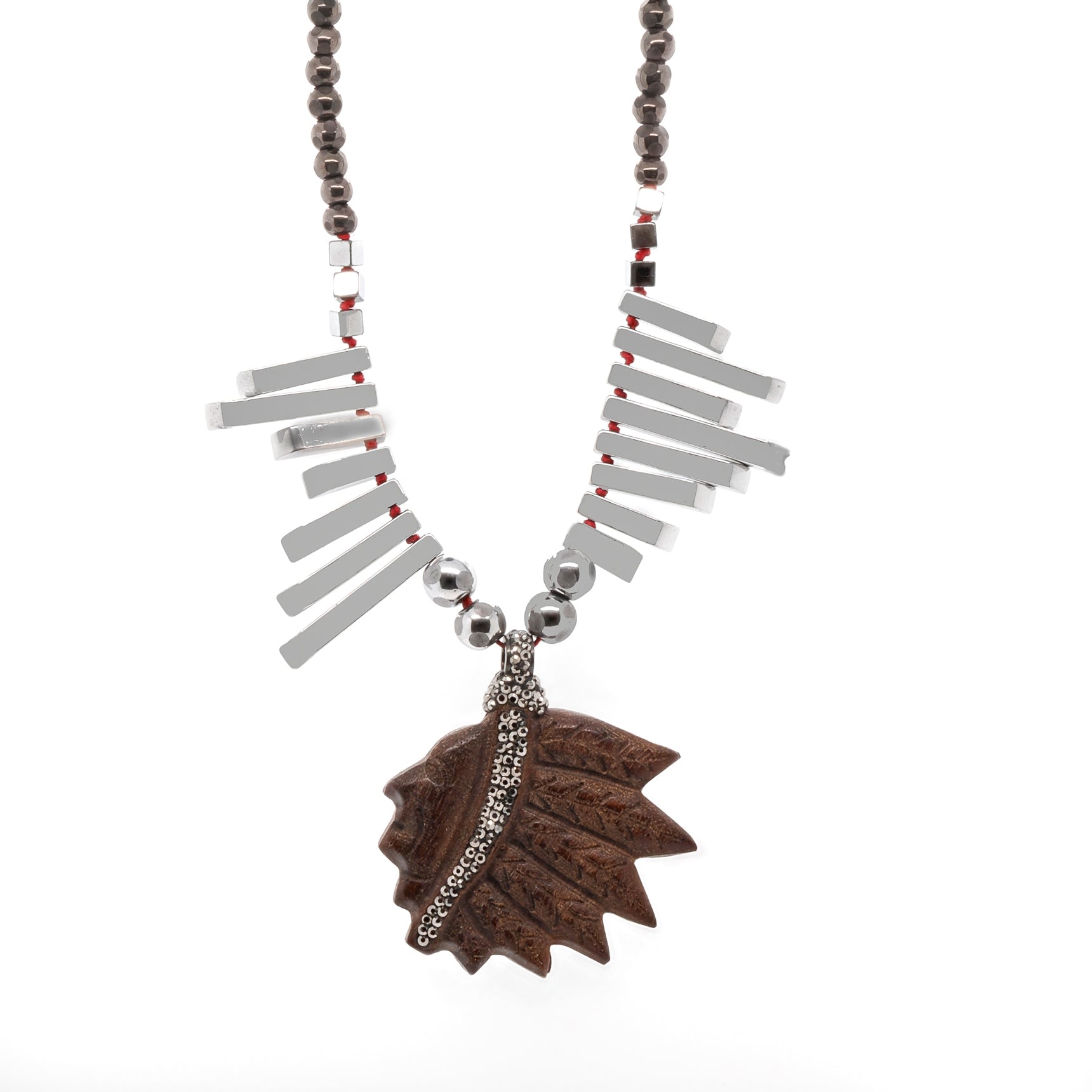 Women's Brown / Silver Indian Unique Necklace Ebru Jewelry