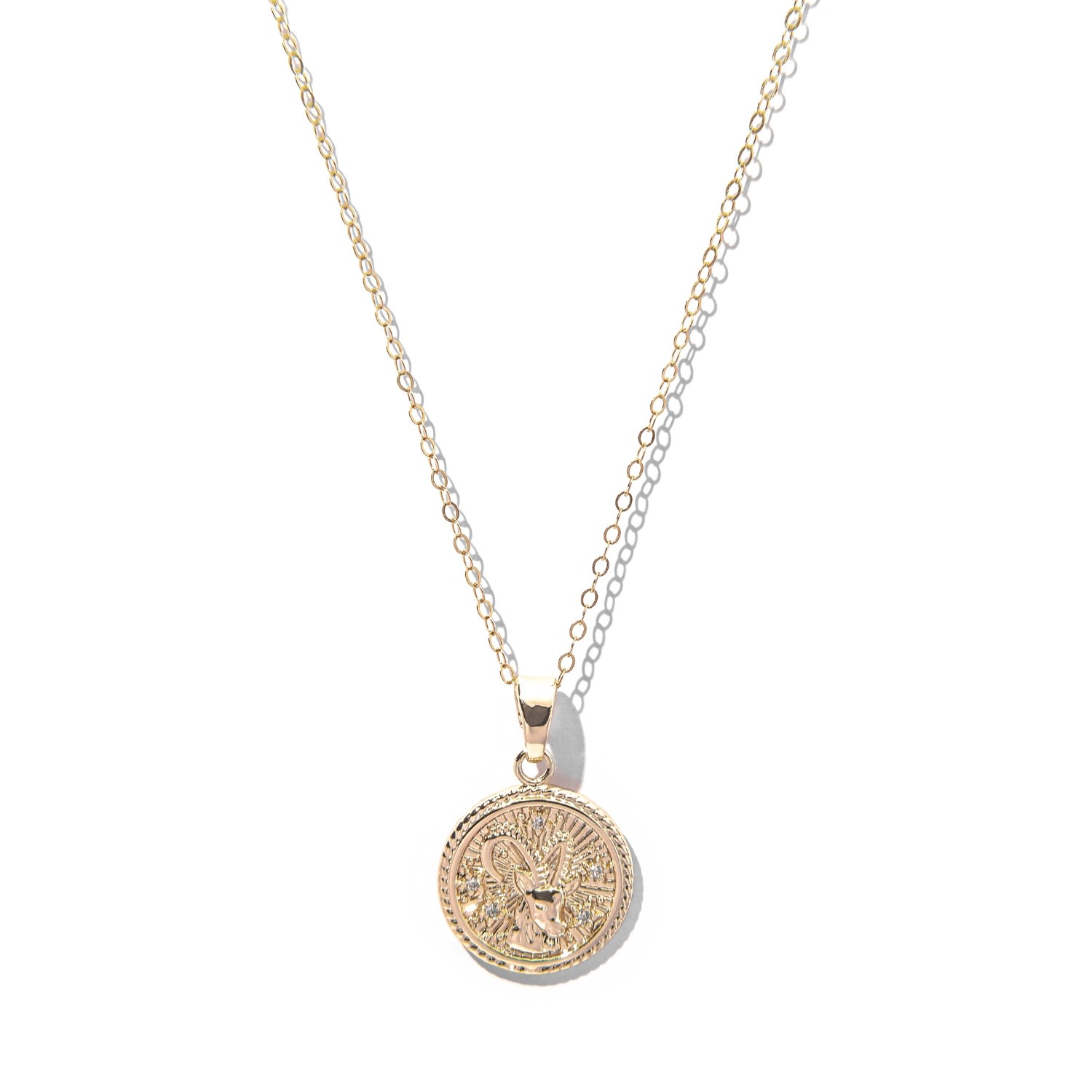 Women's Capricorn Zodiac Medallion Pendant Gold Filled Necklace The Essential Jewels