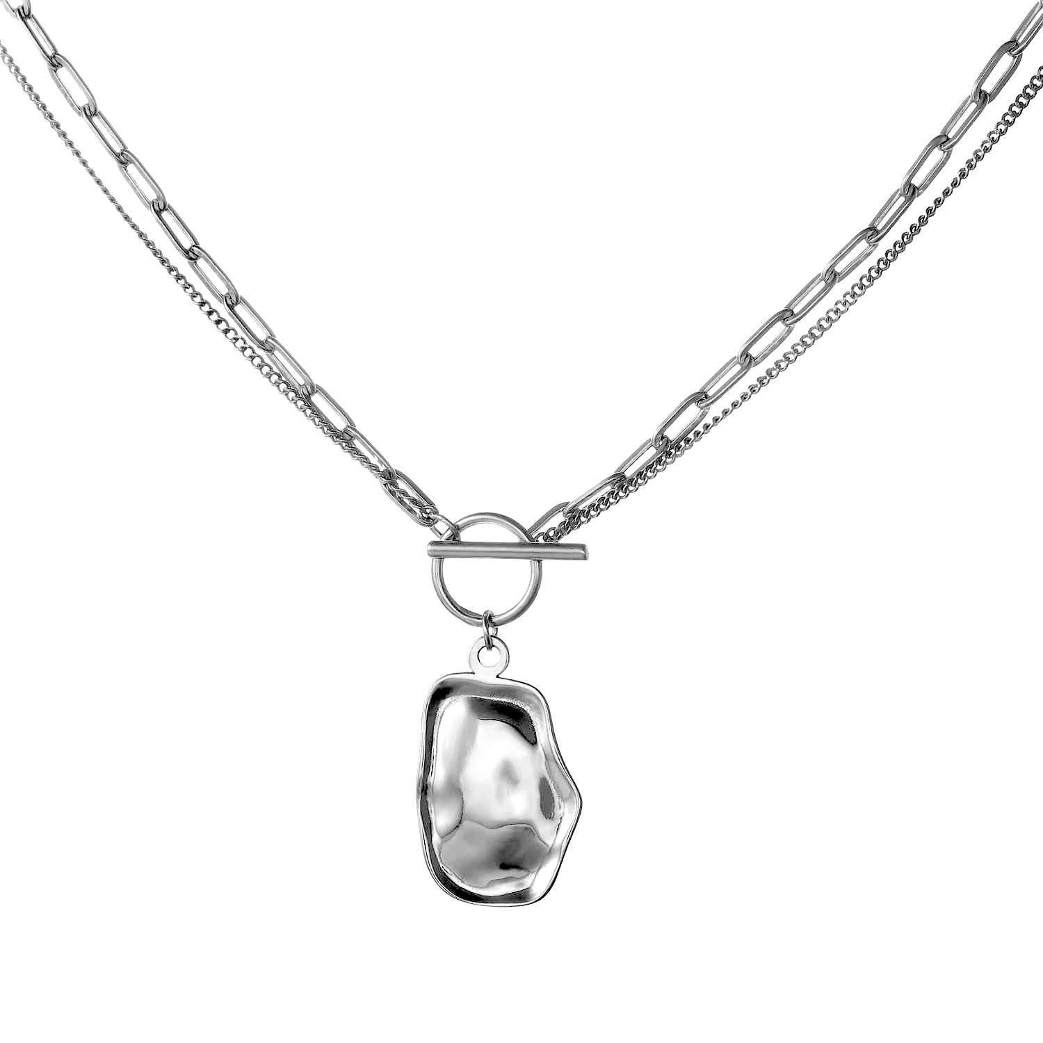 Women's Chelsea Double Chain Necklace- Silver Aaria London