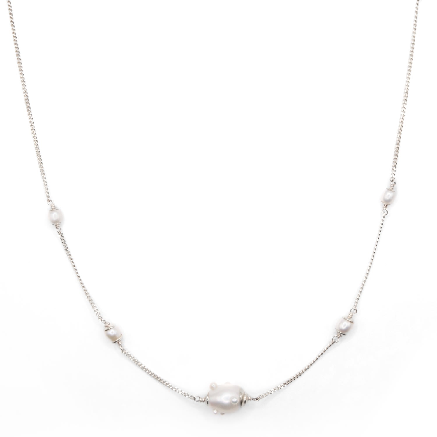 Women's Dew Drop Silver Pearl Necklace Dopl World