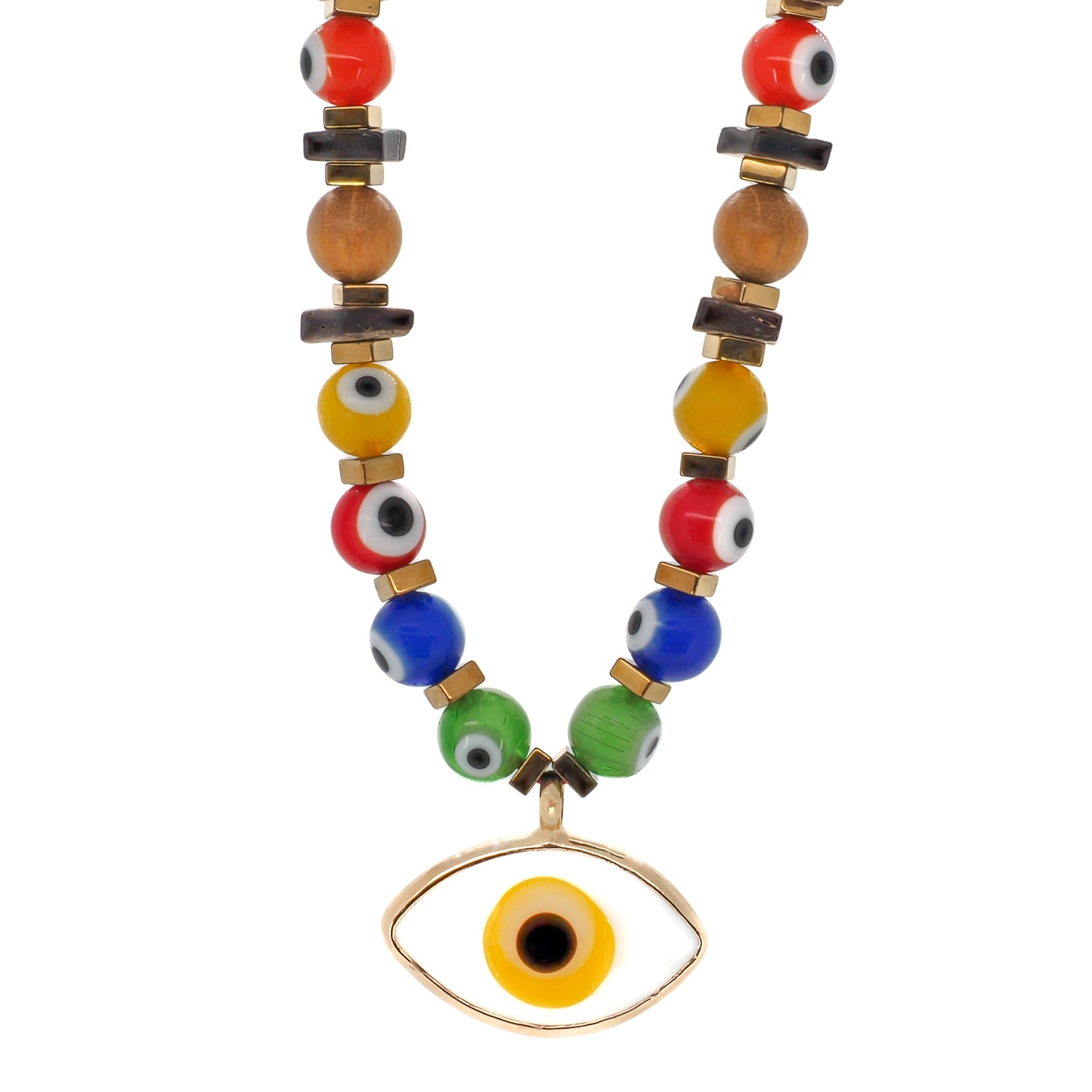 Women's Evil Eye Beaded Necklace 20" Ebru Jewelry
