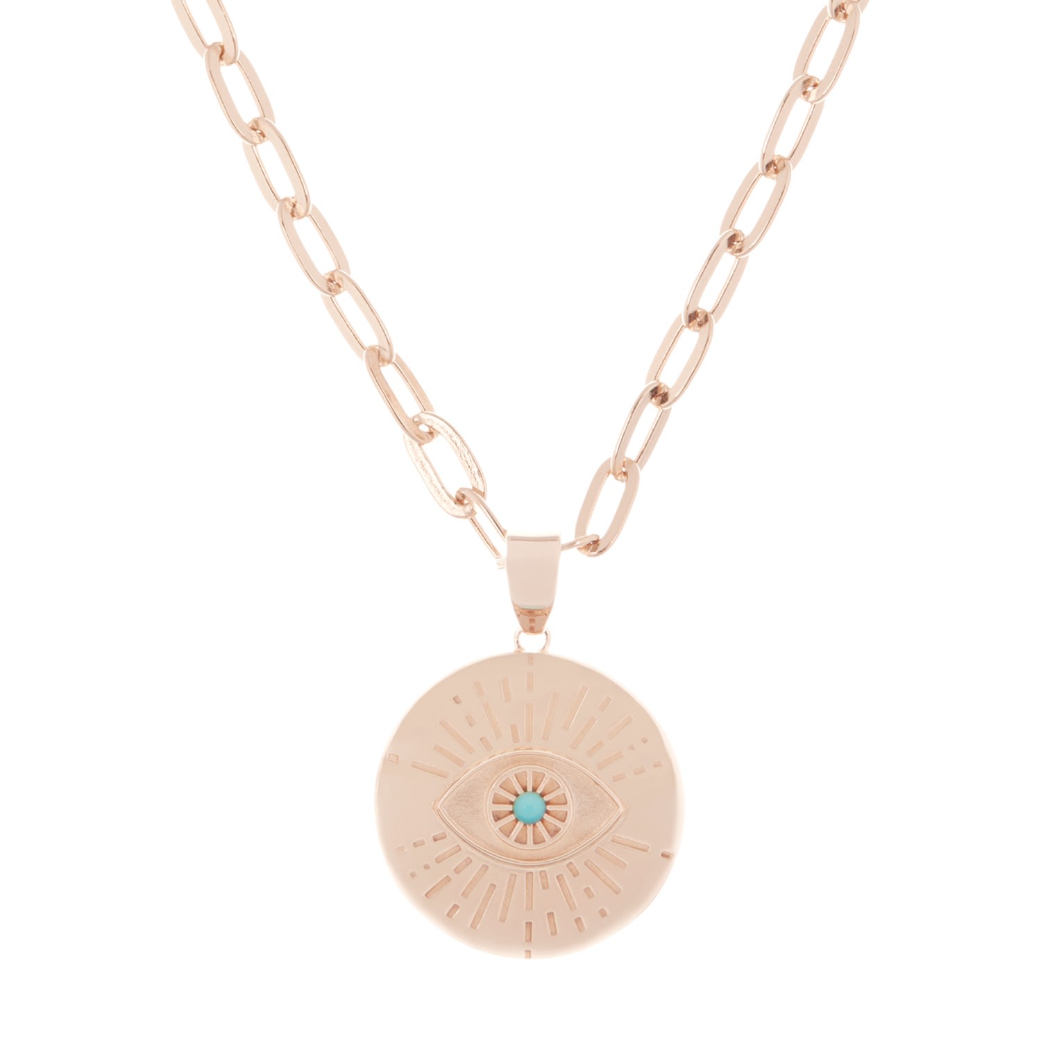 Women's Evil Eye Turquoise Necklace - Rose Gold Soteria London