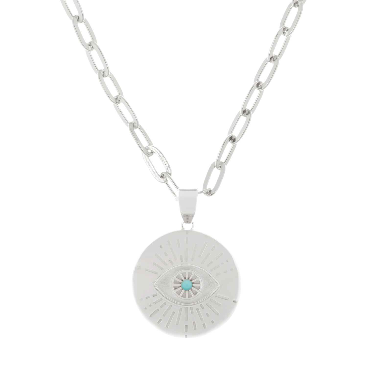 Women's Evil Eye Turquoise Necklace - Silver Soteria London