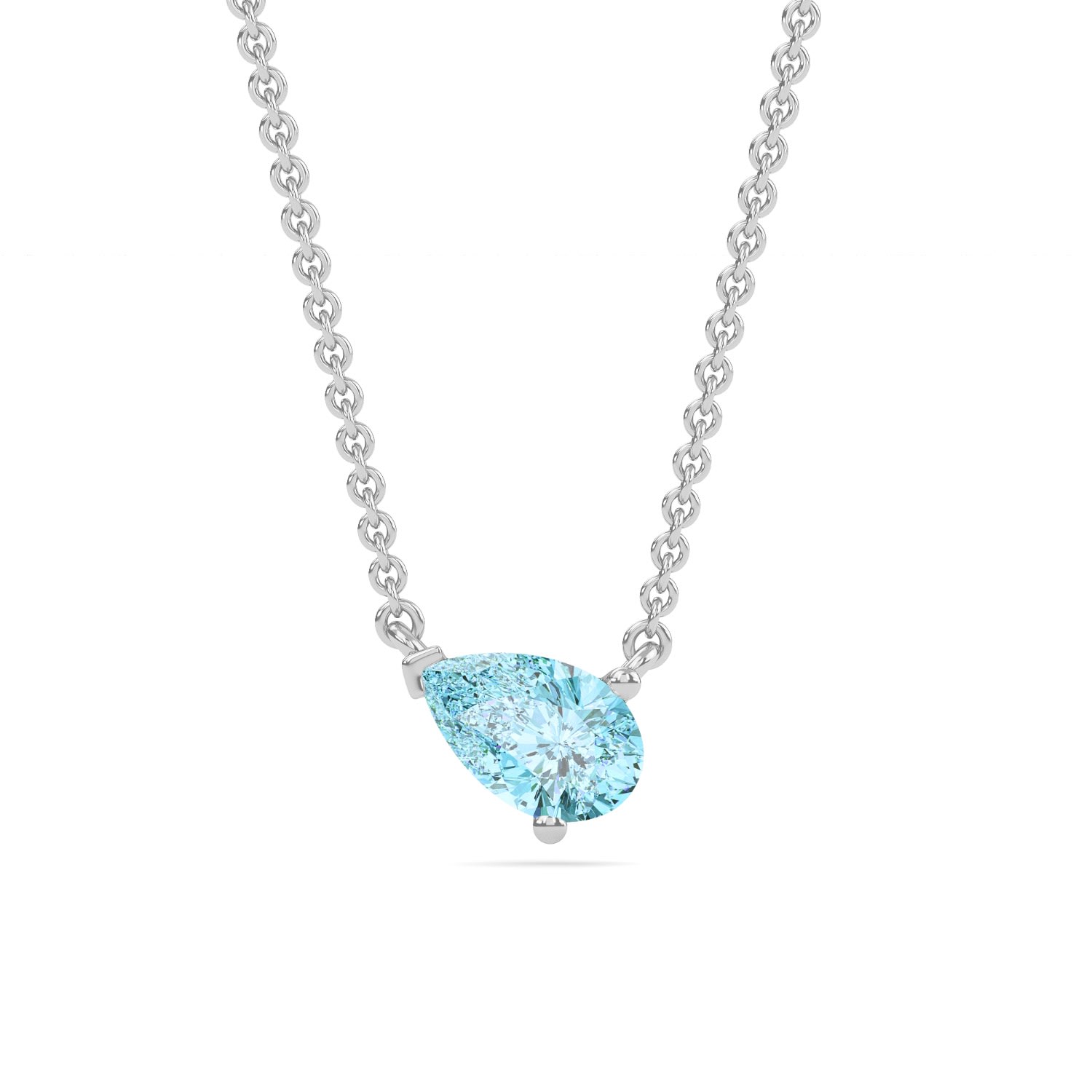 Women's Fancy Vivid Blue Diamond Pear Necklace Itara Jewelry